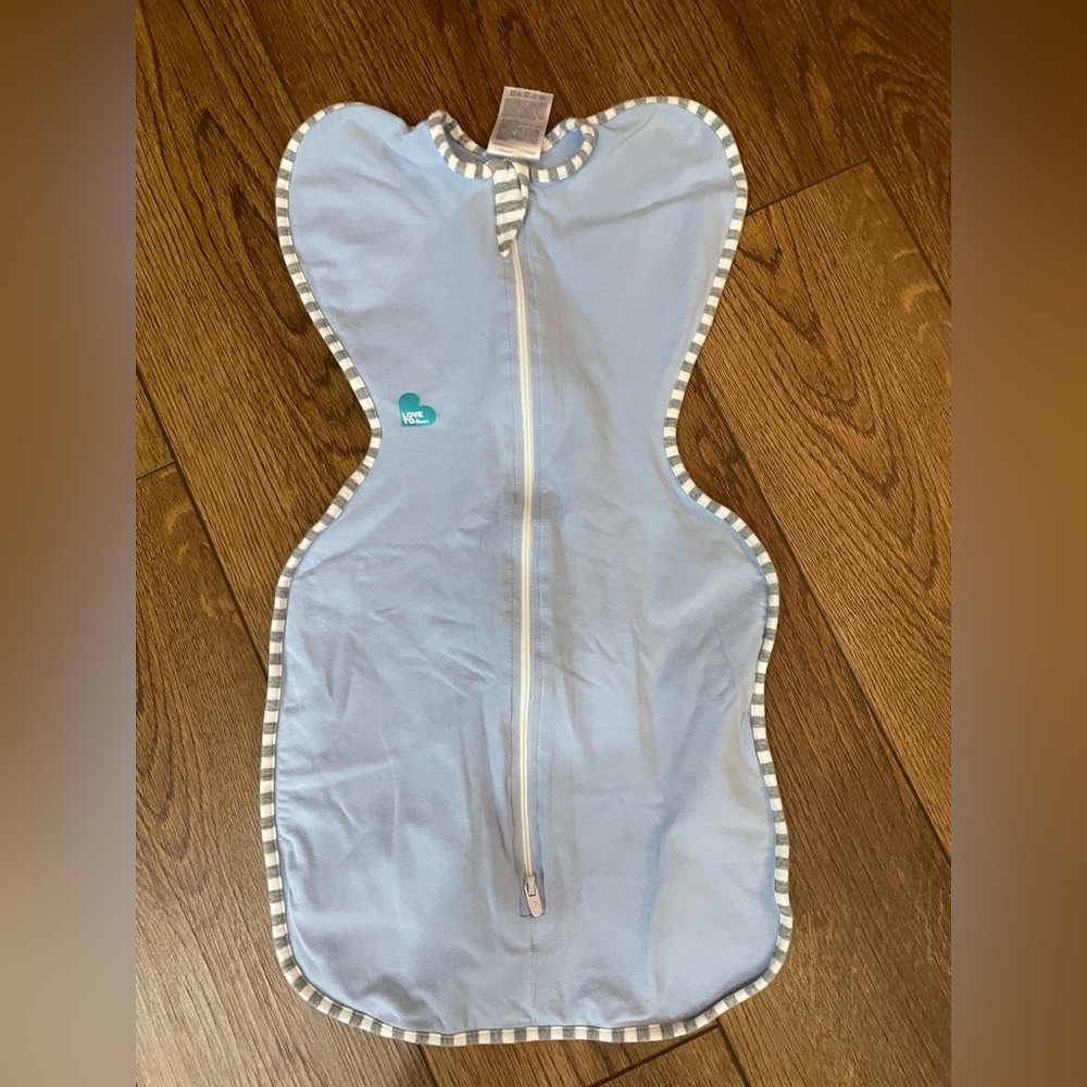 Love to Dream Blue Swaddle Sleep Sack with Striped Trim